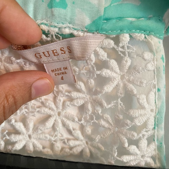 GUESS Twisted Tank Handkerchief Summer Dress with Crochet Back, Mint Green, US 4 - Picture 10 of 15